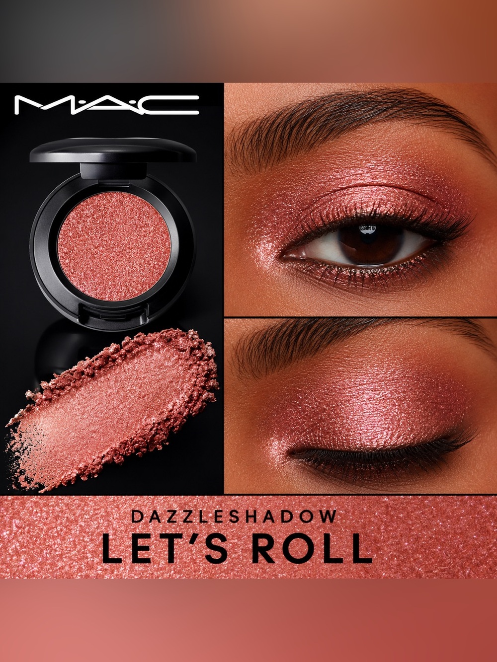 NEW✅ MAC Cosmetics Dazzleshadow Eyeshadow - Let’s Roll • Shimmer Rose Coral